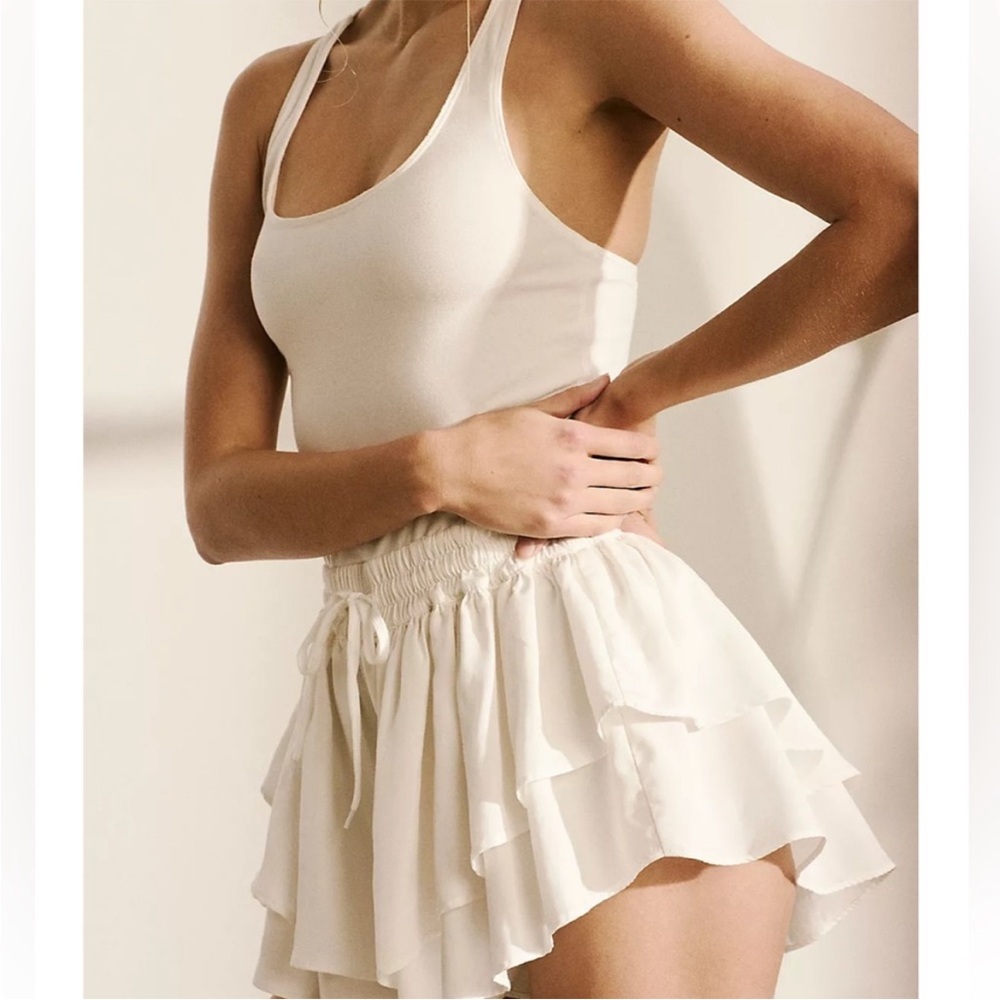 Free People FP Movement Prima Tiered Ruffle Feminine Ballet Romper Shortsie